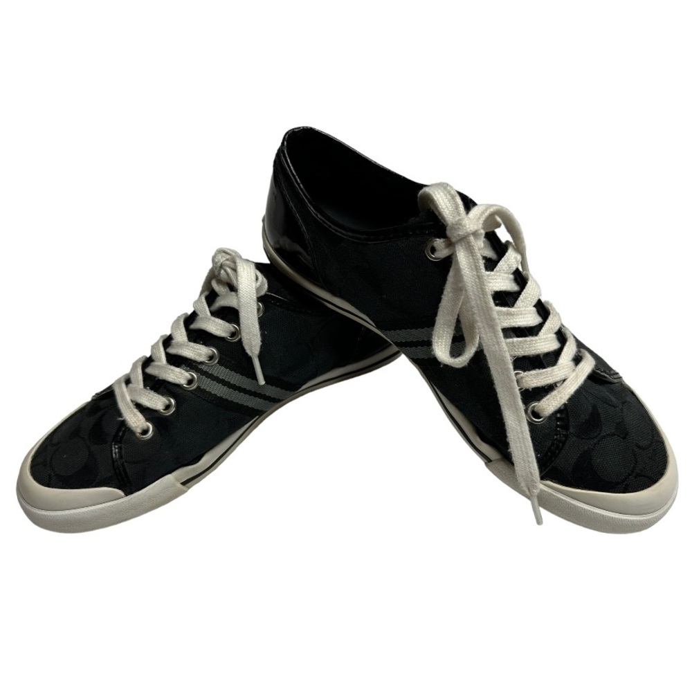 Coach Folly Black C Embossed Logo Canvas Fashion Sneakers Womens‎ Size 7
